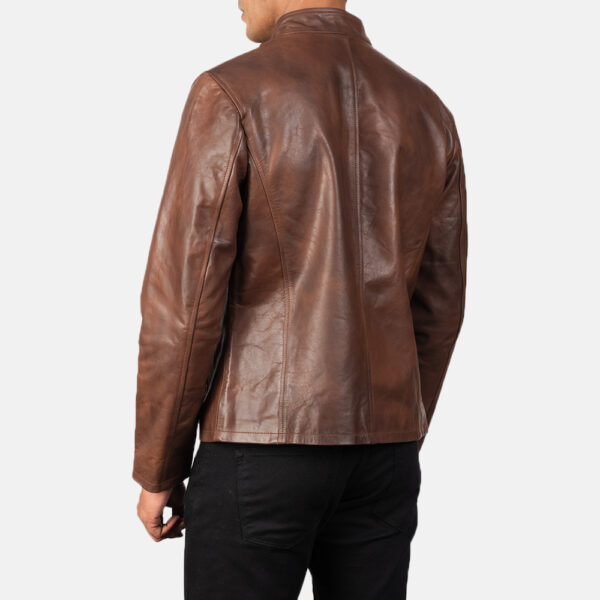 Alex Brown Leather Biker Jacket - Image 3