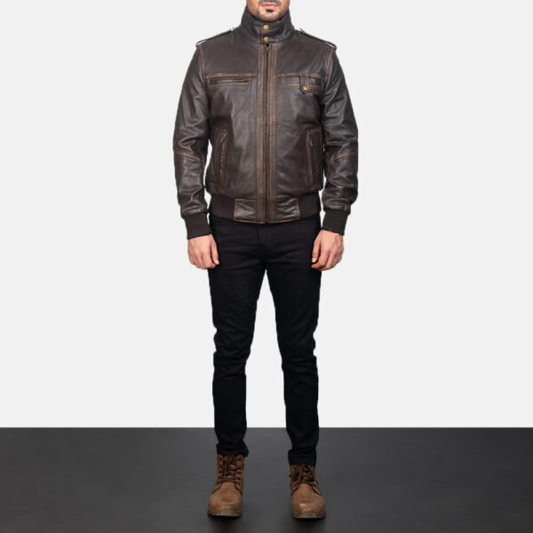 Wingman Brown Leather Bomber Jacket