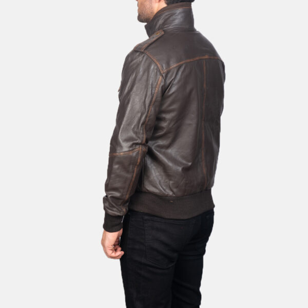 Wingman Brown Leather Bomber Jacket - Image 4